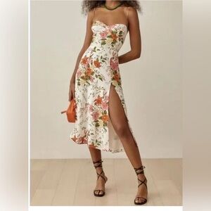 Reformation Floral Maxi Dress - White, Pink, Orange, Green